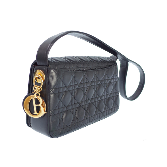 Christian Dior Cannage Shoulder Bag Leather Black - Picture 2 of 8